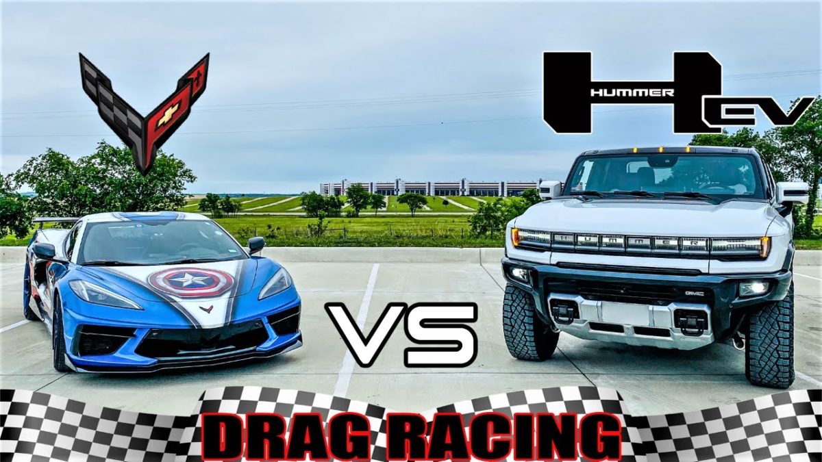2022 GMC Hummer EV vs C8 Corvette 0-60 Drag Race (VIDEO)