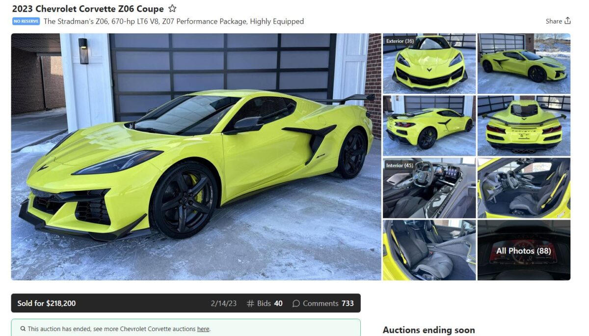 Stradman’s C8 Z06 Sells for $218,200 on Cars and Bids